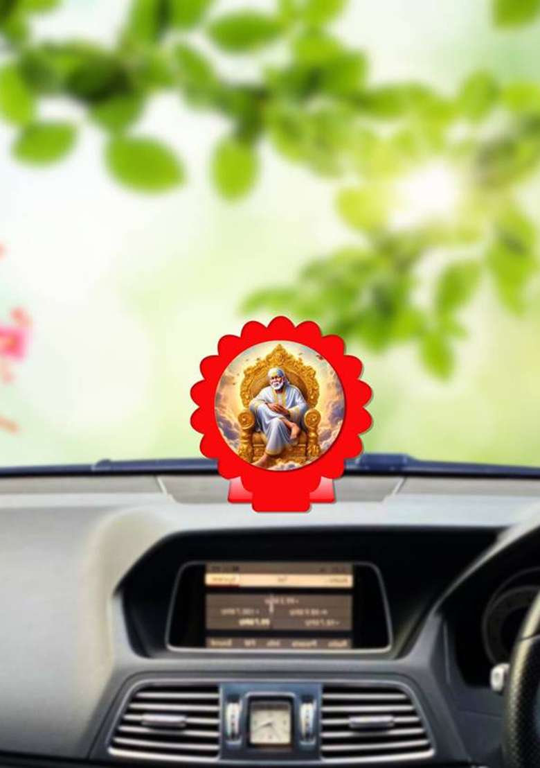 Sanbia Sai Baba Shirdi Sai Baba Car Dashboard Idol Decorative Showpiece - 9 Cm(Plastic Multicolor Red) - Indya
