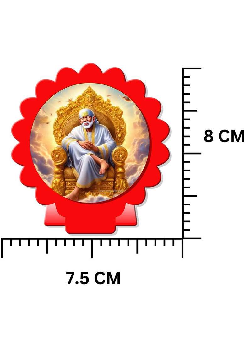 Sanbia Sai Baba Shirdi Sai Baba Car Dashboard Idol Decorative Showpiece - 9 Cm(Plastic Multicolor Red) - Indya