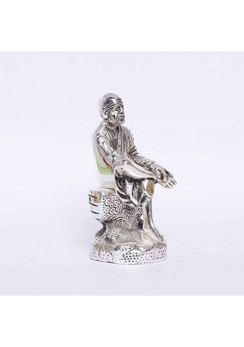 Dreamkraft Sai Baba Metal Statue For Car Dashboard & HomeOffice Decorative Showpiece - 15 Cm(Metal Gold) - Indya
