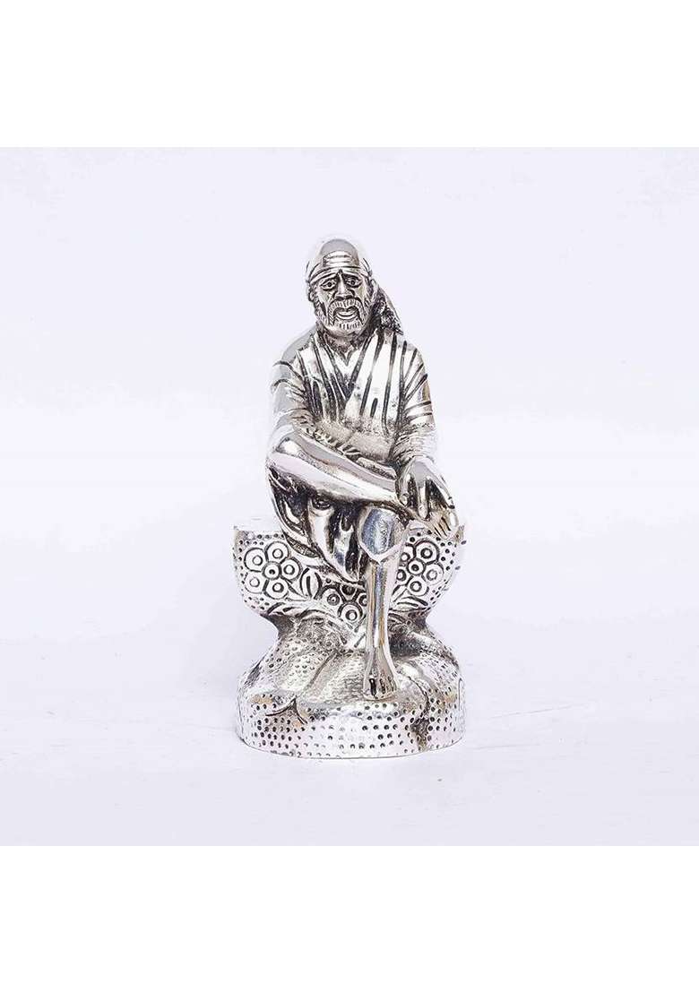 Dreamkraft Sai Baba Metal Statue For Car Dashboard & HomeOffice Decorative Showpiece - 15 Cm(Metal Gold) - Indya