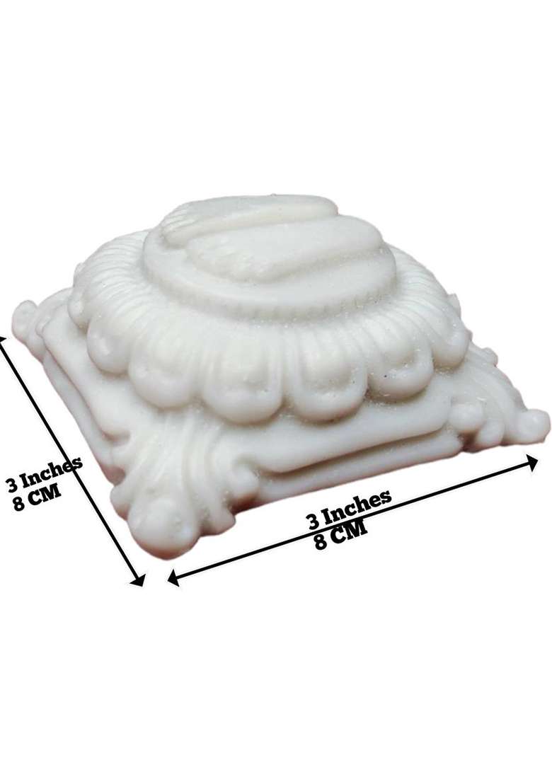 Om Sai Gifts Shirdi Saibaba Charan Paduka Padham Footprint Statue Figurine Idol - 3 Inch Decorative Showpiece - 8 Cm(Marble White) - Indya