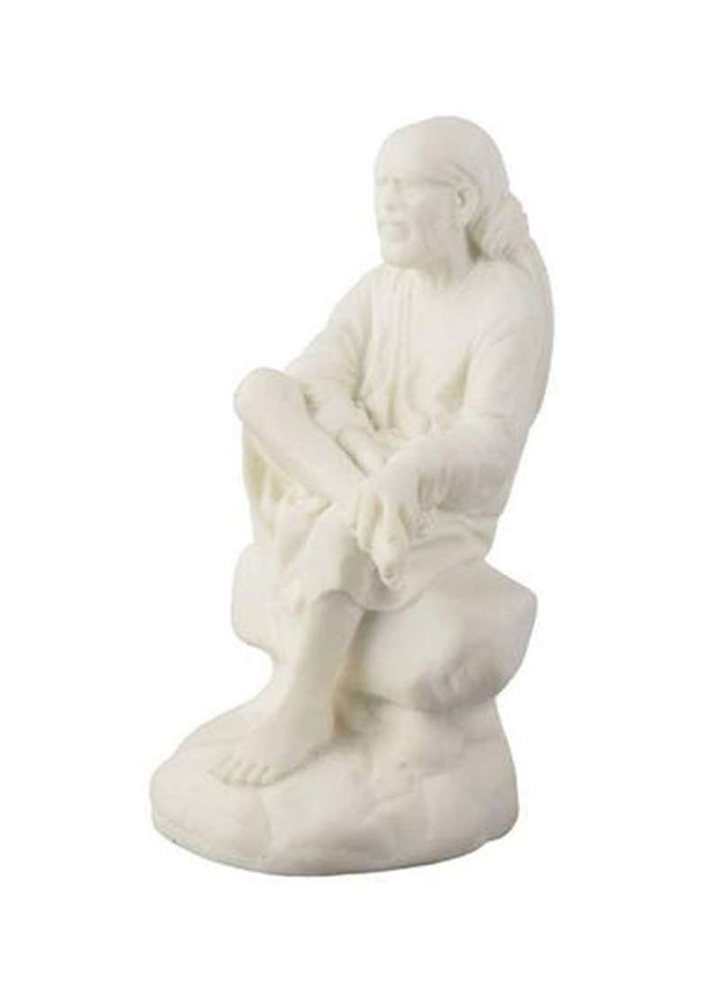 Smstraders Sai Amrut Sai Baba Idols For Car Dashboard Saibaba Statue White For Home Decor Decorative Showpiece - 12 Cm(Polyresin White) - Indya