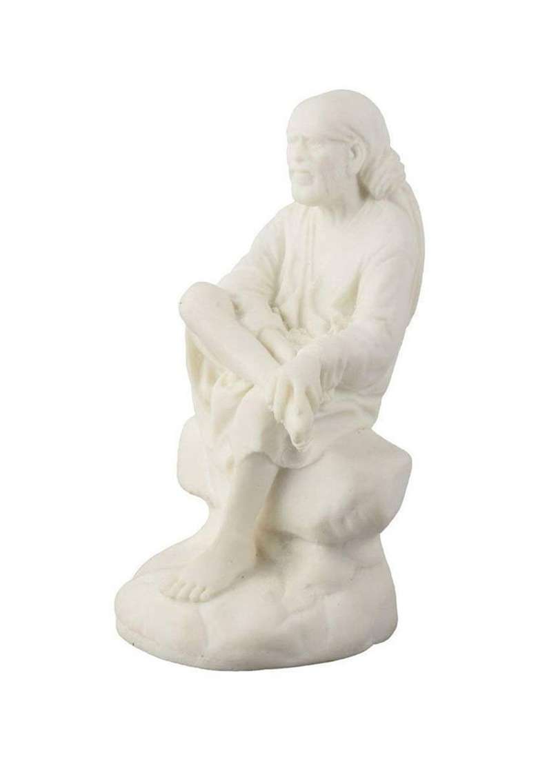 Smstraders Sai Amrut Sai Baba Idols For Car Dashboard Saibaba Statue White For Home Decor Decorative Showpiece - 12 Cm(Polyresin White) - Indya