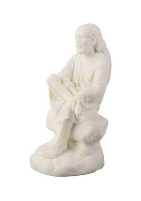 Smstraders Sai Amrut Sai Baba Idols For Car Dashboard Saibaba Statue White For Home Decor Decorative Showpiece - 12 Cm(Polyresin White)