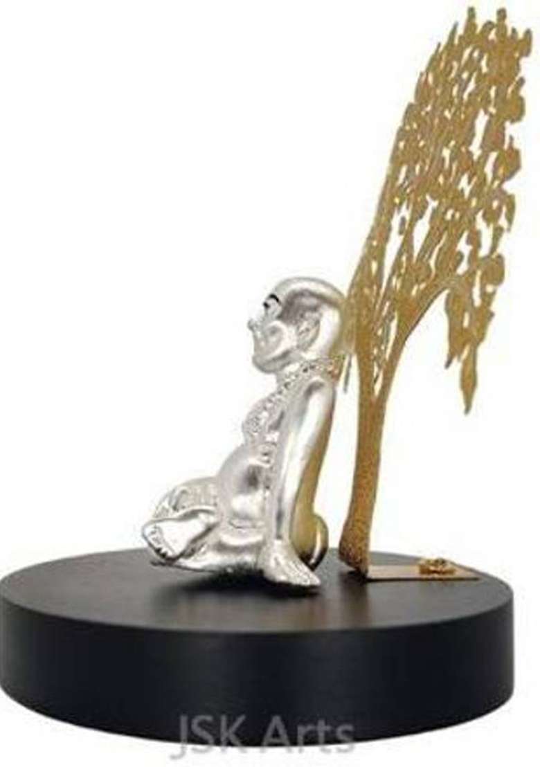 Jsk Arts Gold Plated Lord Ganjanan Maharaj With Tree For Car Dashboard Temple & Home Decorative Showpiece - 9 Cm(Brass Gold) - Indya