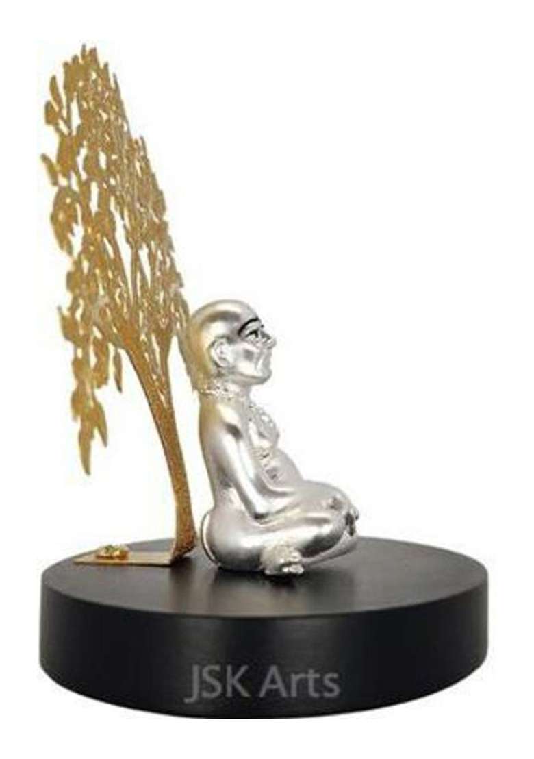 Jsk Arts Gold Plated Lord Ganjanan Maharaj With Tree For Car Dashboard Temple & Home Decorative Showpiece - 9 Cm(Brass Gold) - Indya