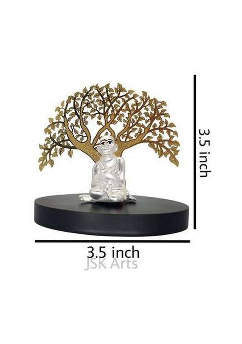 Jsk Arts Gold Plated Lord Ganjanan Maharaj With Tree For Car Dashboard Temple & Home Decorative Showpiece - 9 Cm(Brass Gold) - Indya