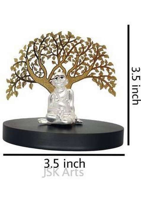 Jsk Arts Gold Plated Lord Ganjanan Maharaj With Tree For Car Dashboard Temple & Home Decorative Showpiece - 9 Cm(Brass Gold)
