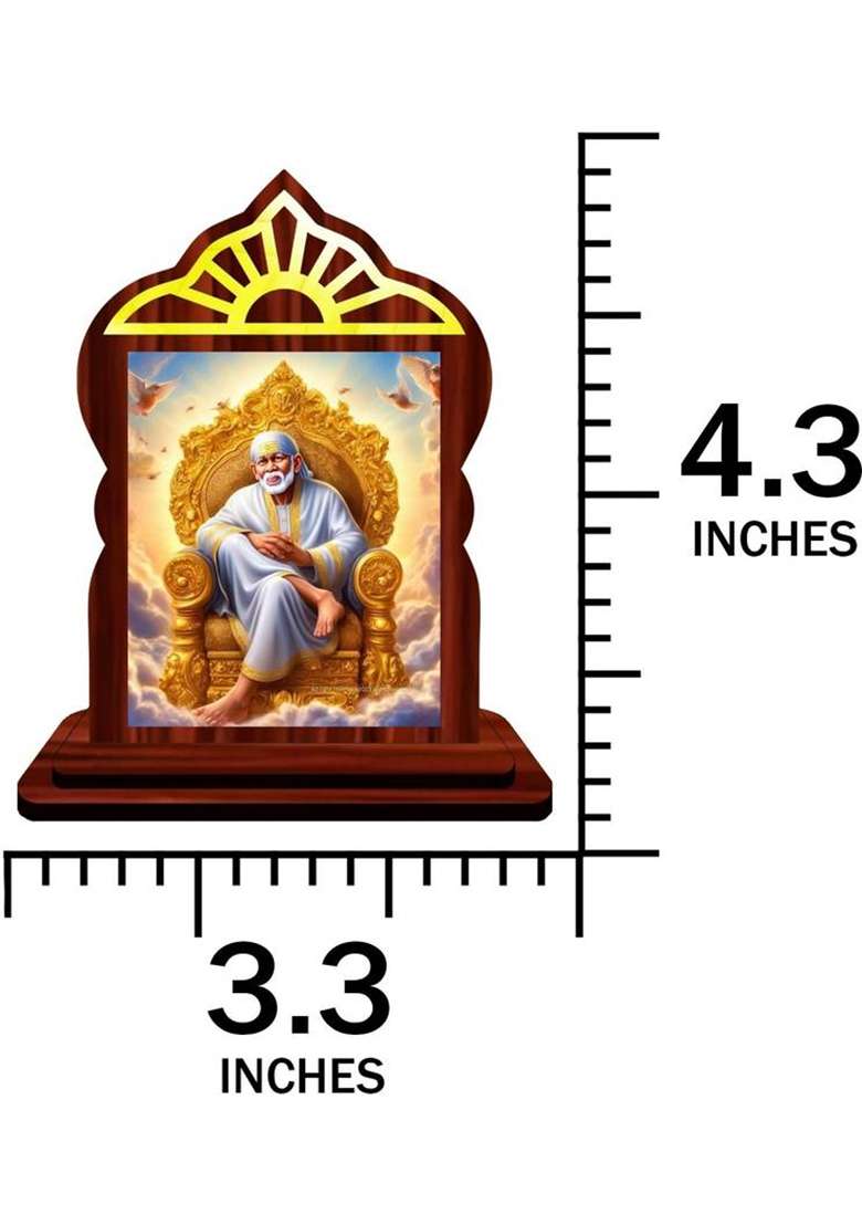 Giftsrange Sai Baba Shirdi Sai Baba Car Dashboard Idol Decorative Showpiece - 10.4 Cm(Wood Multicolor) - Indya