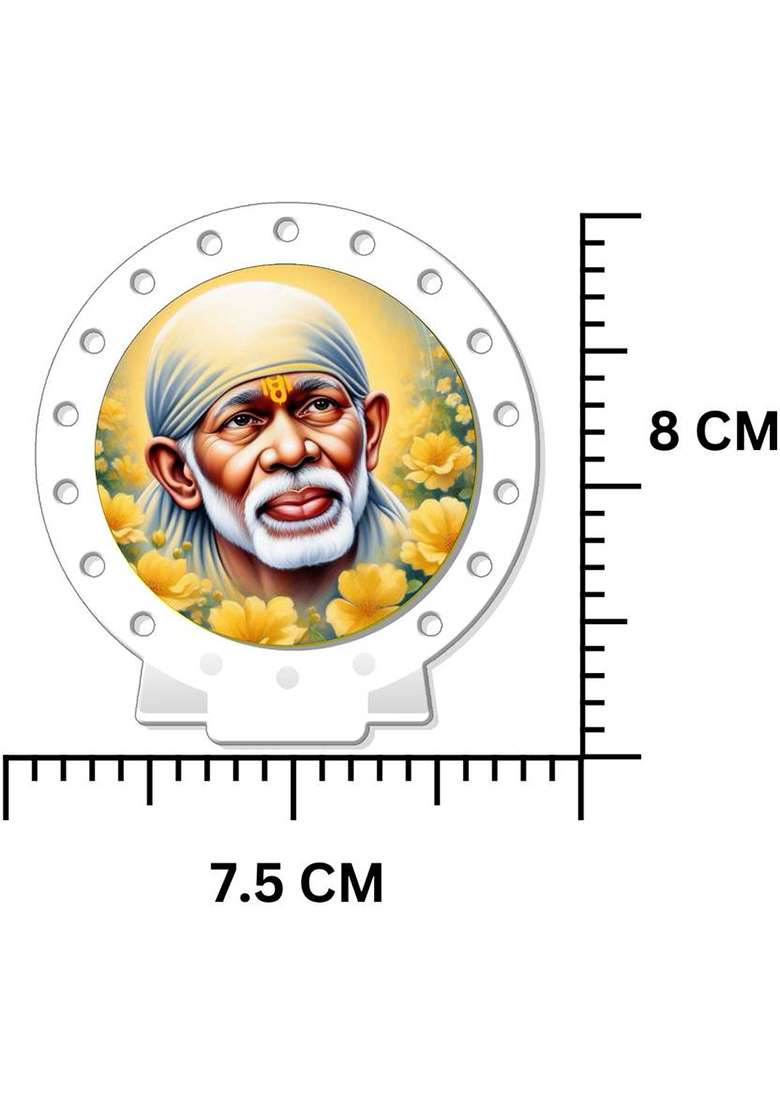 Sanbia Sai Baba Shirdi Sai Baba White Car Dashboard Idol & Car Hanging Decorative Showpiece - 8 Cm(Plastic Multicolor White) - Indya