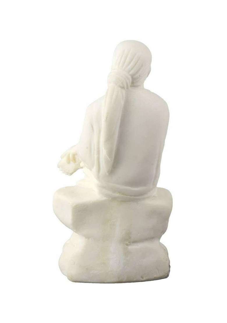 Allamandaa Hand Carved Lord Sai Baba Resin Idol Meditation Sculpture Statue3.5-Inch Decorative Showpiece - 9 Cm(Polyresin White) - Indya