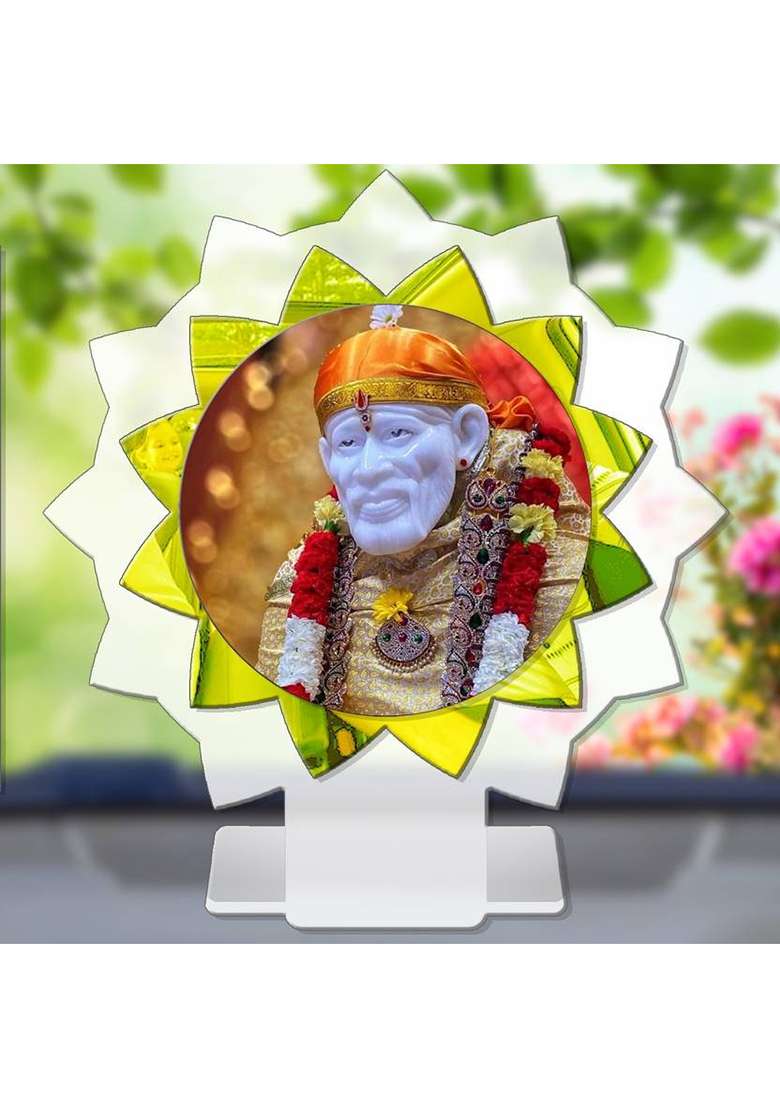 Sanbia Sai Baba Shirdi Sai Baba Sai Nath Car Dashboard Idol Premium Decorative Showpiece - 11 Cm(Plastic Multicolor) - Indya