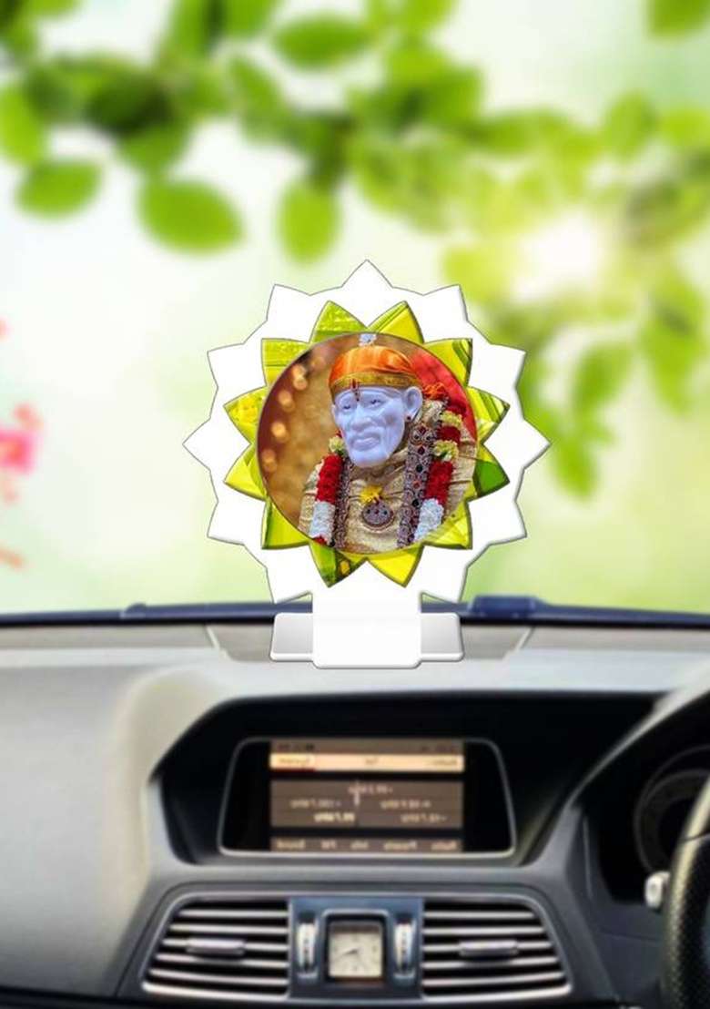 Sanbia Sai Baba Shirdi Sai Baba Sai Nath Car Dashboard Idol Premium Decorative Showpiece - 11 Cm(Plastic Multicolor) - Indya