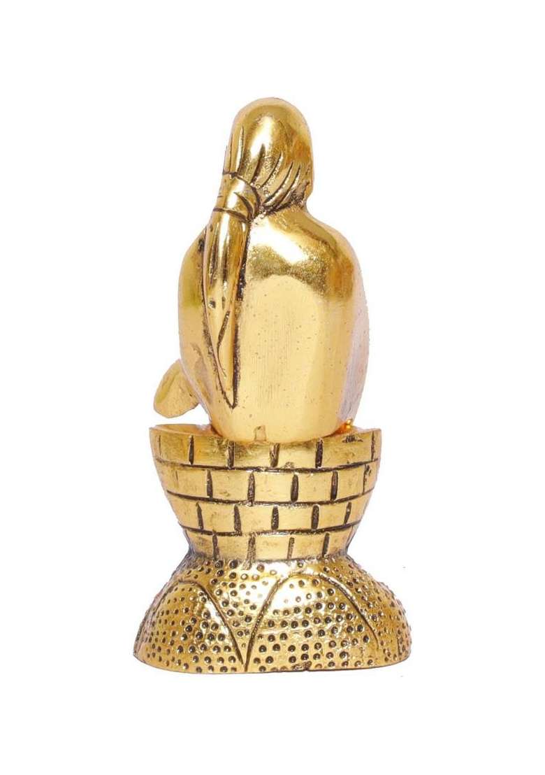 Kridaykraft Shirdi Sai Baba Statue Idol Showpiece For Car Dashboard & HomeOfficeTable Decorative Gift For Have House Warming Birthday... Decorative Showpiece - 11.5 Cm(Metal Gold) - Indya