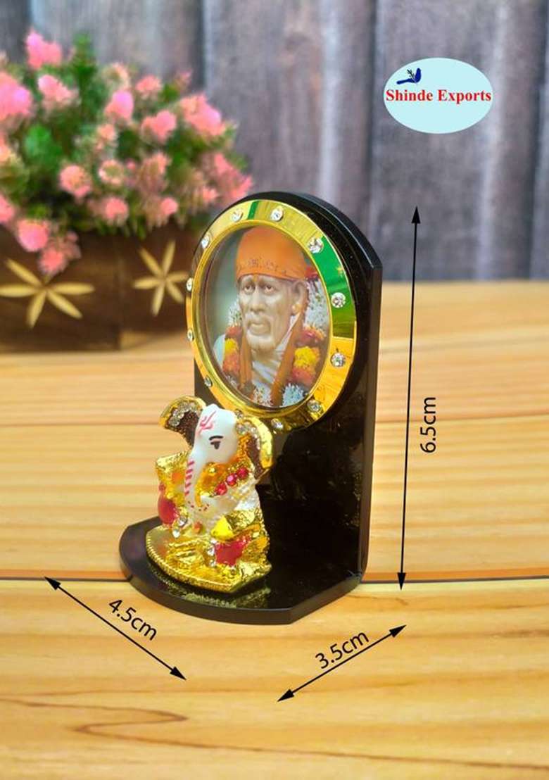 Shinde Exports Shirdi Saibaba Idol Statue For Car Dashboard And Gift Home Decor Decorative Showpiece - 6.5 Cm(Plastic Multicolor) - Indya