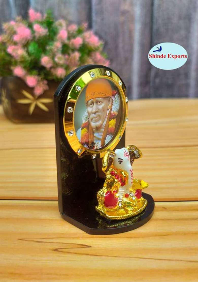 Shinde Exports Shirdi Saibaba Idol Statue For Car Dashboard And Gift Home Decor Decorative Showpiece - 6.5 Cm(Plastic Multicolor) - Indya