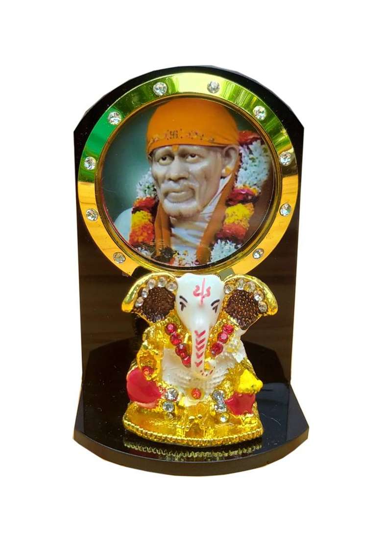 Shinde Exports Shirdi Saibaba Idol Statue For Car Dashboard And Gift Home Decor Decorative Showpiece - 6.5 Cm(Plastic Multicolor) - Indya