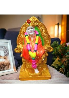 Avg Artistry Shirdi Sai Baba Idol - Statue For Home Puja And Decor Decorative Showpiece - 8 Cm(Resin Multicolor)
