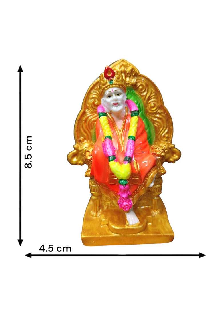 Avg Artistry Shirdi Sai Baba Idol - Statue For Home Puja And Decor Decorative Showpiece - 8 Cm(Resin Multicolor) - Indya