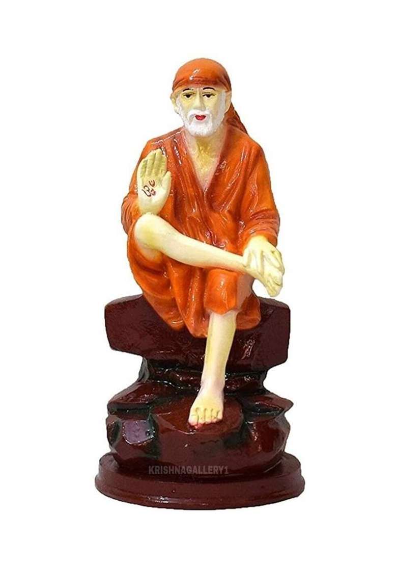 Elitetouch Sai Baba Statue Sai Baba Idol Marble Finish Sai Baba Mjurti Decorative Showpiece - 16 Cm(Marble Multicolor) - Indya