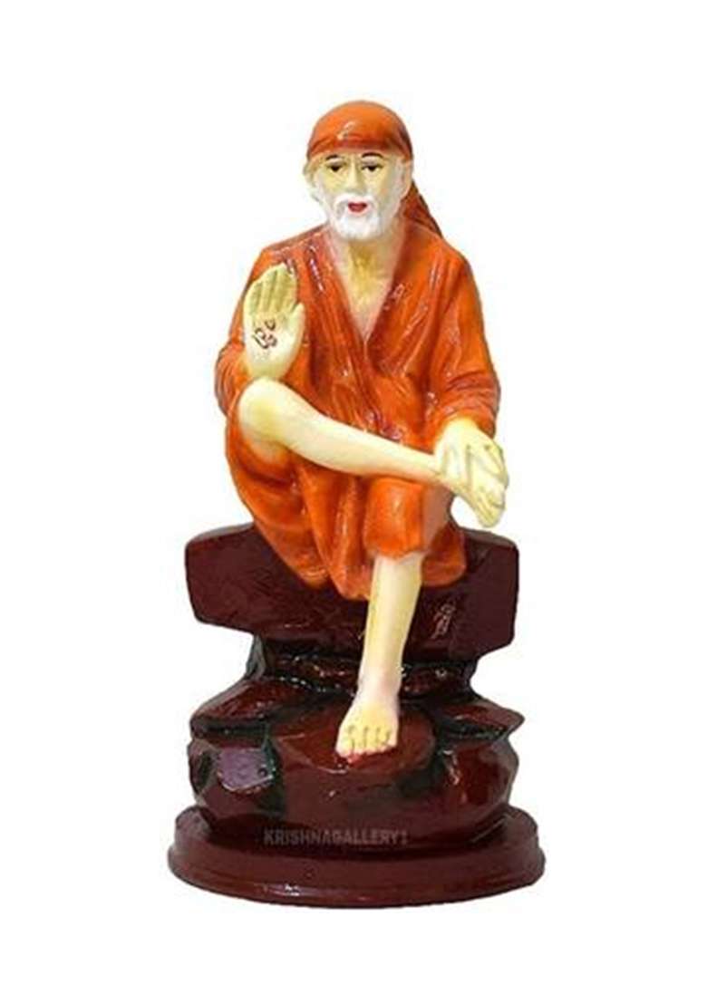 Elitetouch Sai Baba Statue Sai Baba Idol Marble Finish Sai Baba Mjurti Decorative Showpiece - 16 Cm(Marble Multicolor) - Indya