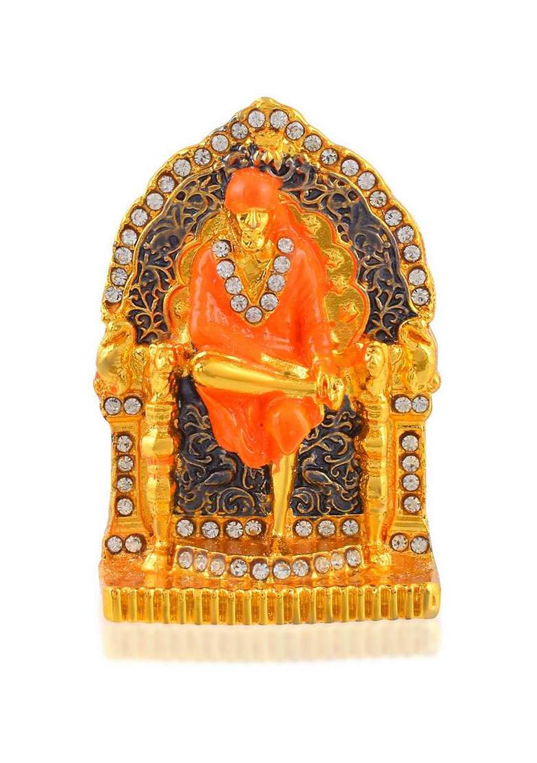 Memoir Brass Gold Shirdi Sai Baba Stand Idol Figurine Spiritual Decorative Showpiece - 30 Cm(Brass Gold) - Indya