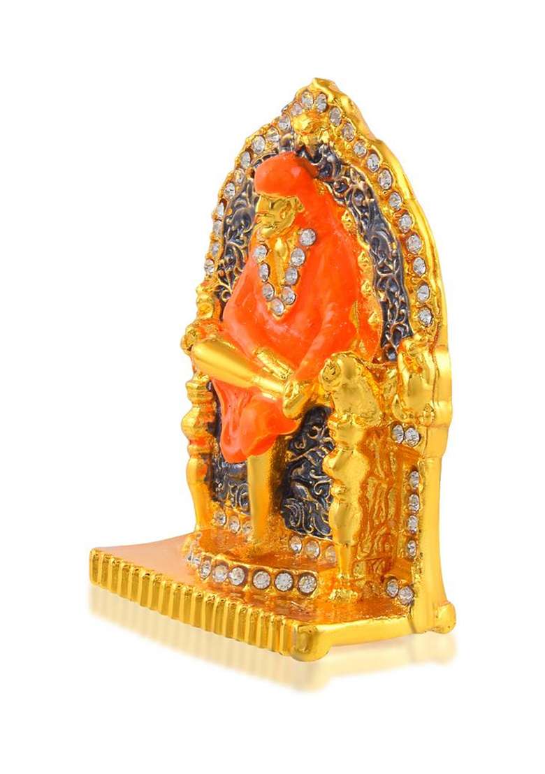 Memoir Brass Gold Shirdi Sai Baba Stand Idol Figurine Spiritual Decorative Showpiece - 30 Cm(Brass Gold) - Indya