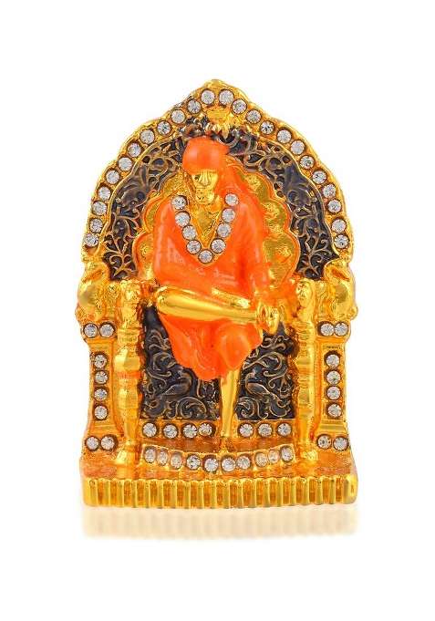 Memoir Brass Gold Shirdi Sai Baba Stand Idol Figurine Spiritual Decorative Showpiece - 30 Cm(Brass Gold)
