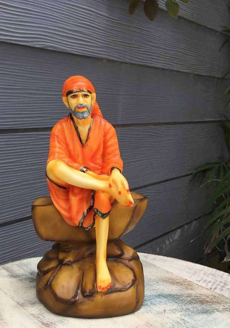 Apkamart Sai Baba Resin Showpiece 9 Inch Decorative Showpiece - 23 Cm(Polyresin Multicolor) - Indya