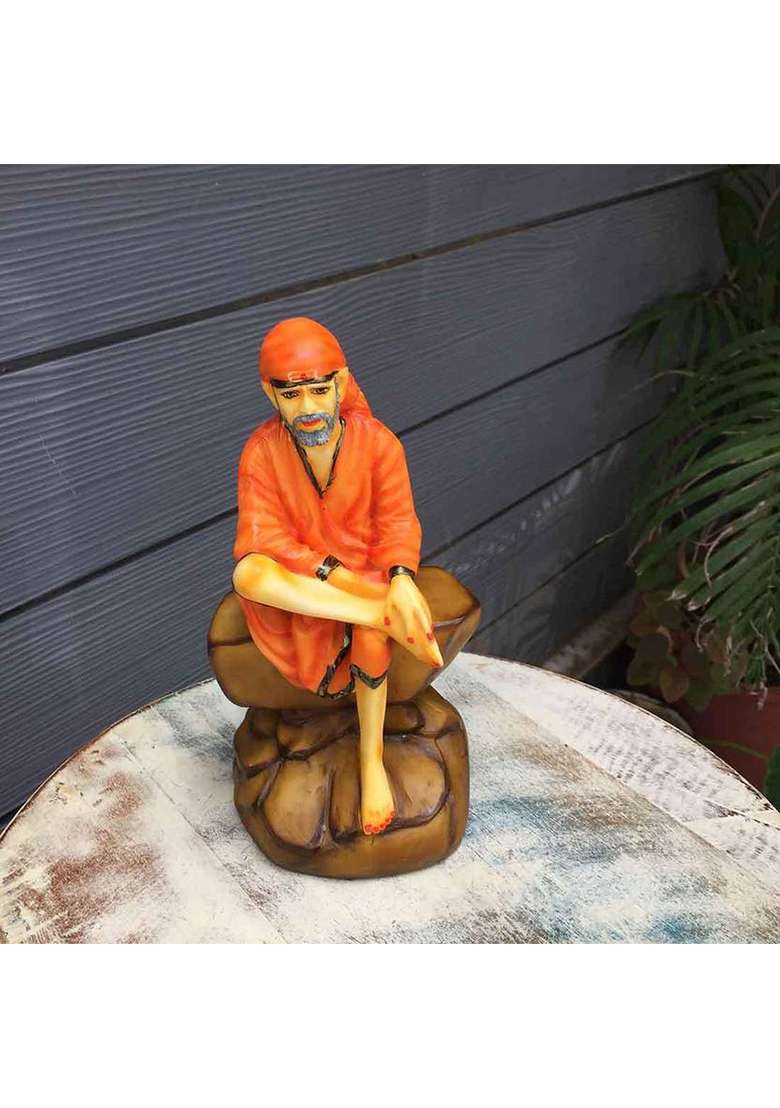 Apkamart Sai Baba Resin Showpiece 9 Inch Decorative Showpiece - 23 Cm(Polyresin Multicolor) - Indya