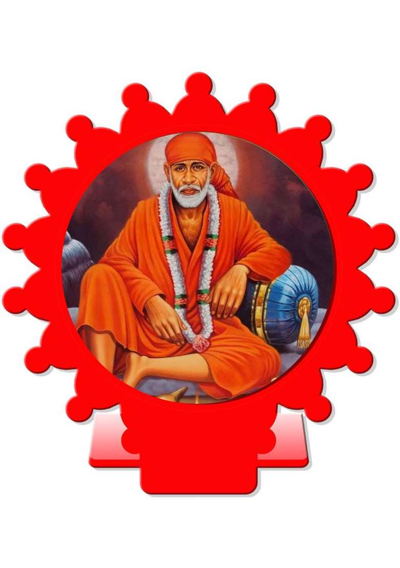 Sanbia Sai Baba Shirdi Sai Baba Car Dashboard Idol Decorative Showpiece - 8 Cm(Plastic Multicolor Red) - Indya