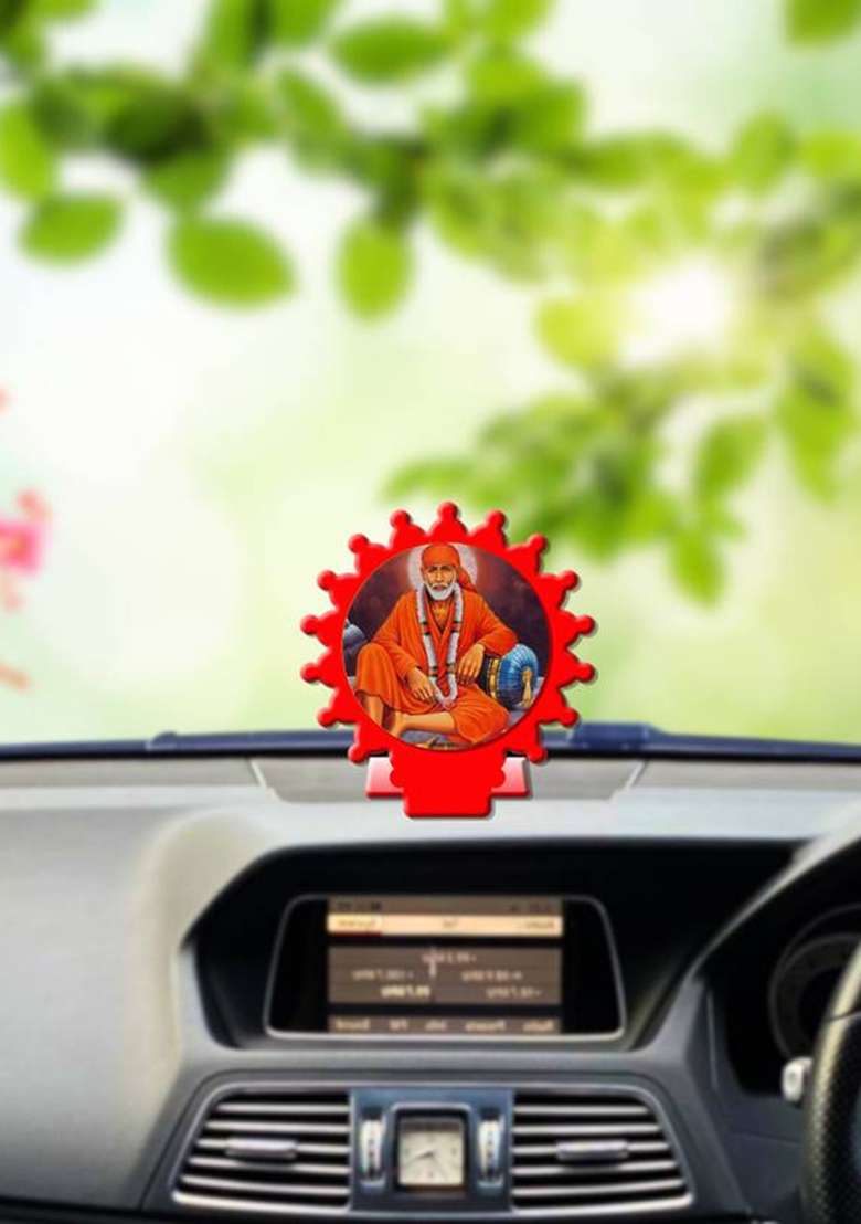 Sanbia Sai Baba Shirdi Sai Baba Car Dashboard Idol Decorative Showpiece - 8 Cm(Plastic Multicolor Red) - Indya