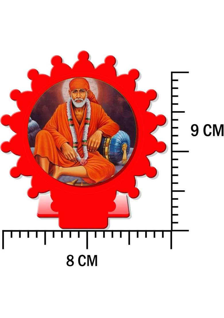 Sanbia Sai Baba Shirdi Sai Baba Car Dashboard Idol Decorative Showpiece - 8 Cm(Plastic Multicolor Red) - Indya