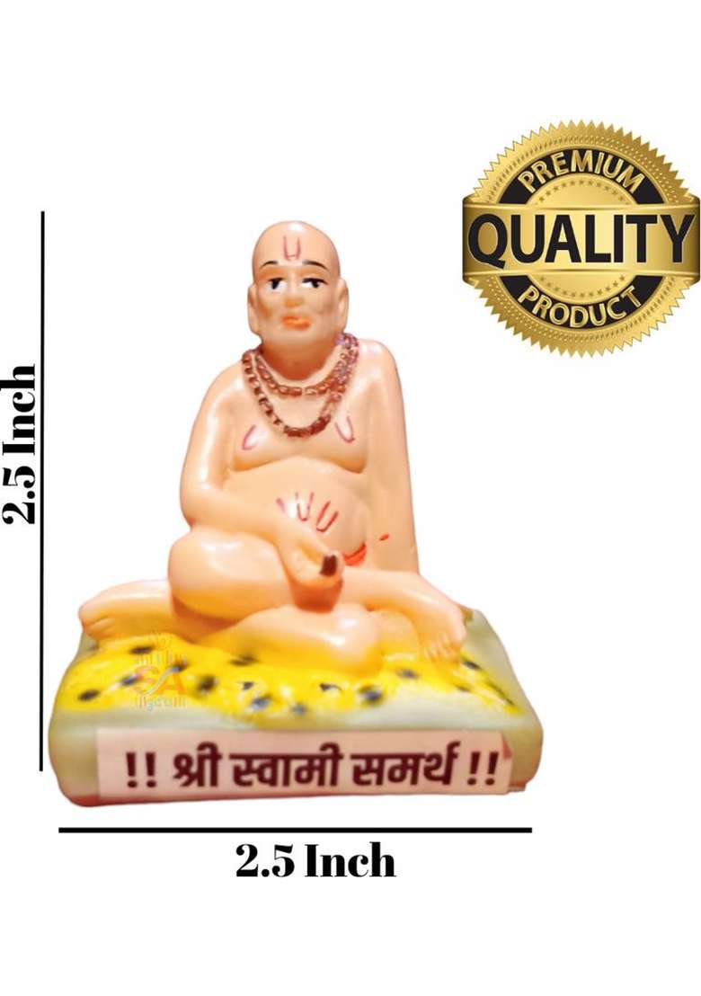 S A Gifts Sai Amrut Swami Samarth Murti In Sitting Position (Marble) 2.5Inch Decorative Showpiece - 6.35 Cm(Marble Multicolor) - Indya