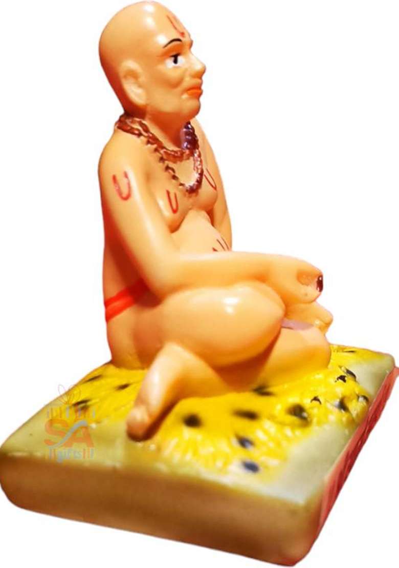S A Gifts Sai Amrut Swami Samarth Murti In Sitting Position (Marble) 2.5Inch Decorative Showpiece - 6.35 Cm(Marble Multicolor) - Indya
