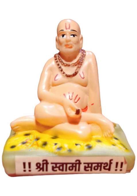 S A Gifts Sai Amrut Swami Samarth Murti In Sitting Position (Marble) 2.5Inch Decorative Showpiece - 6.35 Cm(Marble Multicolor)