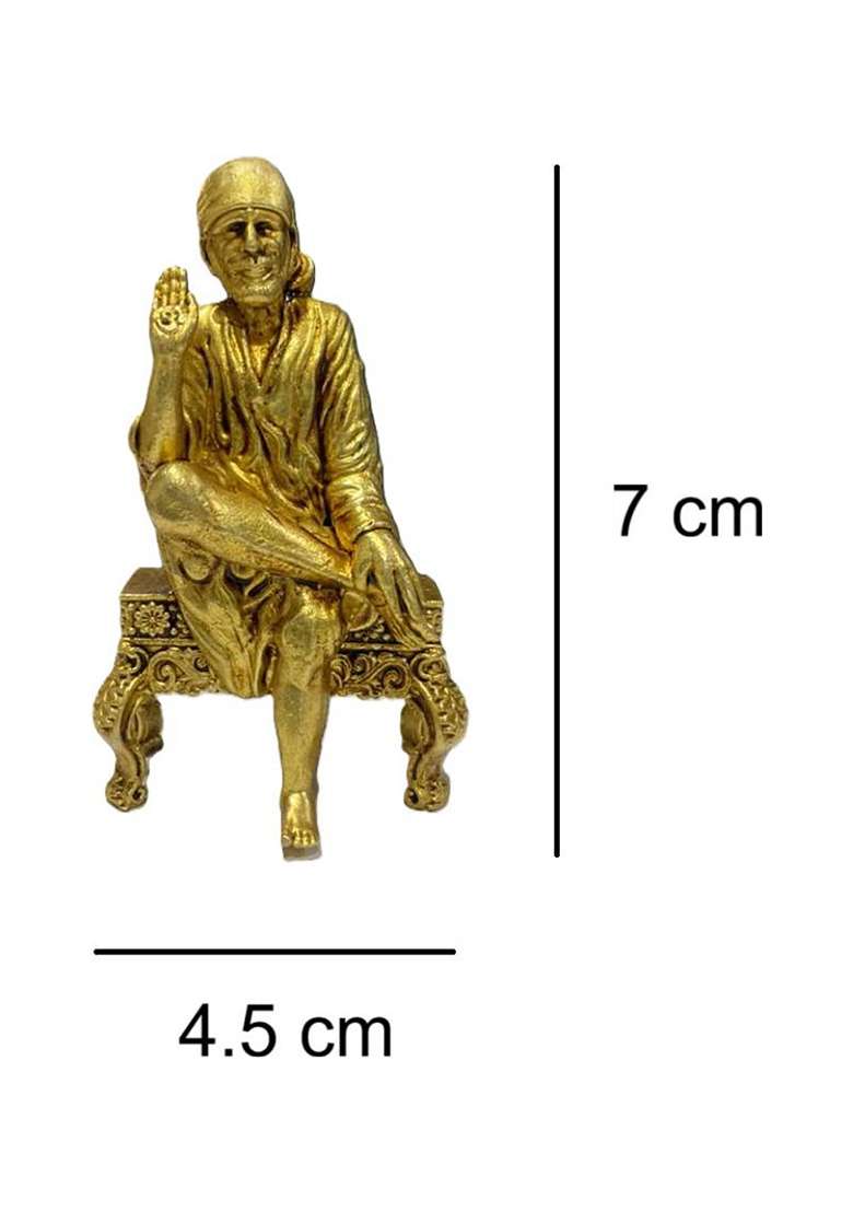 Sjl Sjl Exports Wax Casting Brass Sai Baba Statue Decorative Showpiece - 7 Cm(Brass Gold) - Indya