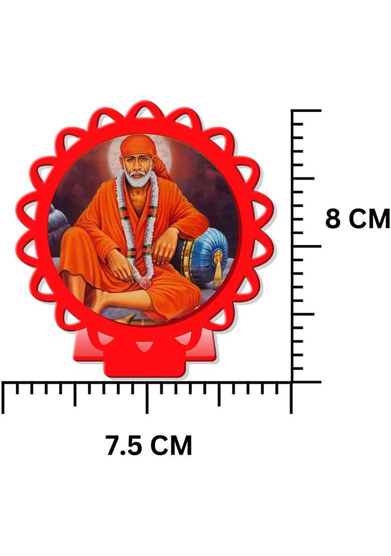 Giftsrange Sai Baba Shirdi Car Dashboard Idol Red Glossy Decorative Showpiece - 8 Cm(Plastic Red) - Indya