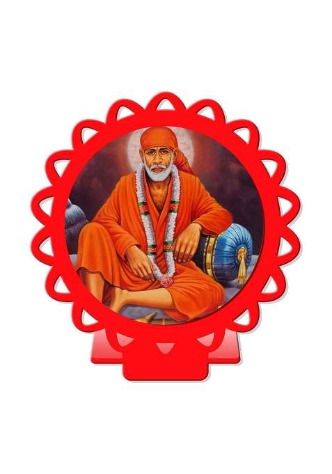 Giftsrange Sai Baba Shirdi Car Dashboard Idol Red Glossy Decorative Showpiece - 8 Cm(Plastic Red)