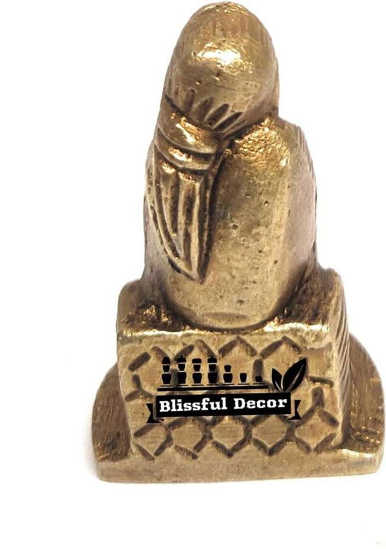 Amishi Blissful Decor Brass Statue Shirdi Sai Baba Murti Idol For Puja Mandir Gifts Home Office Pooja Decorative Showpiece - 6 Cm(Brass Gold) - Indya