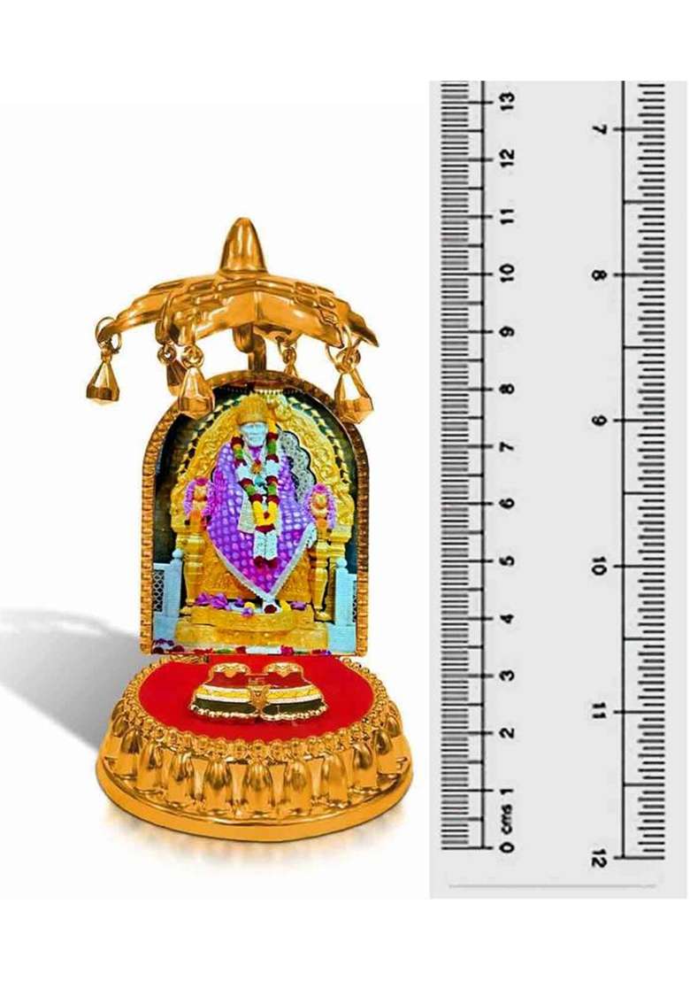 Divaura God Shirdi Sai Baba Divine Idol With Charan Paduka & Umbrella Chhatra Statue Decorative Showpiece - 10 Cm(Plastic Multicolor) - Indya