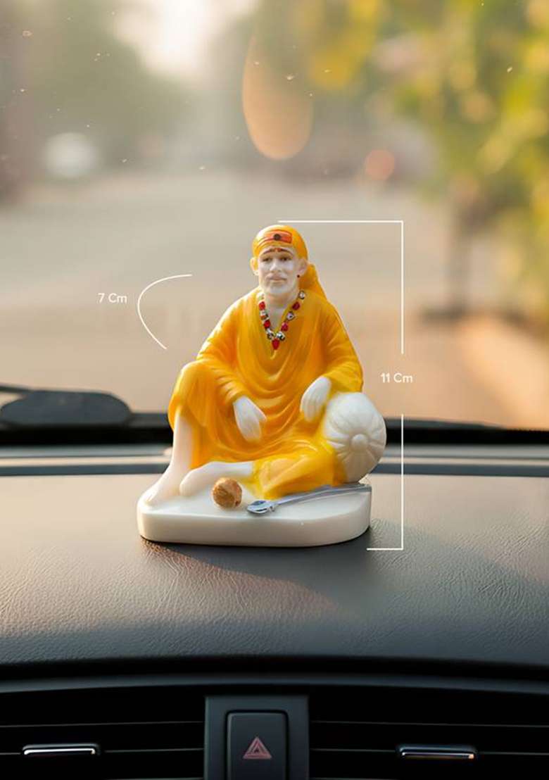 Sai Divya Decorative Showpiece - 11 Cm(Marble Yellow) - Indya