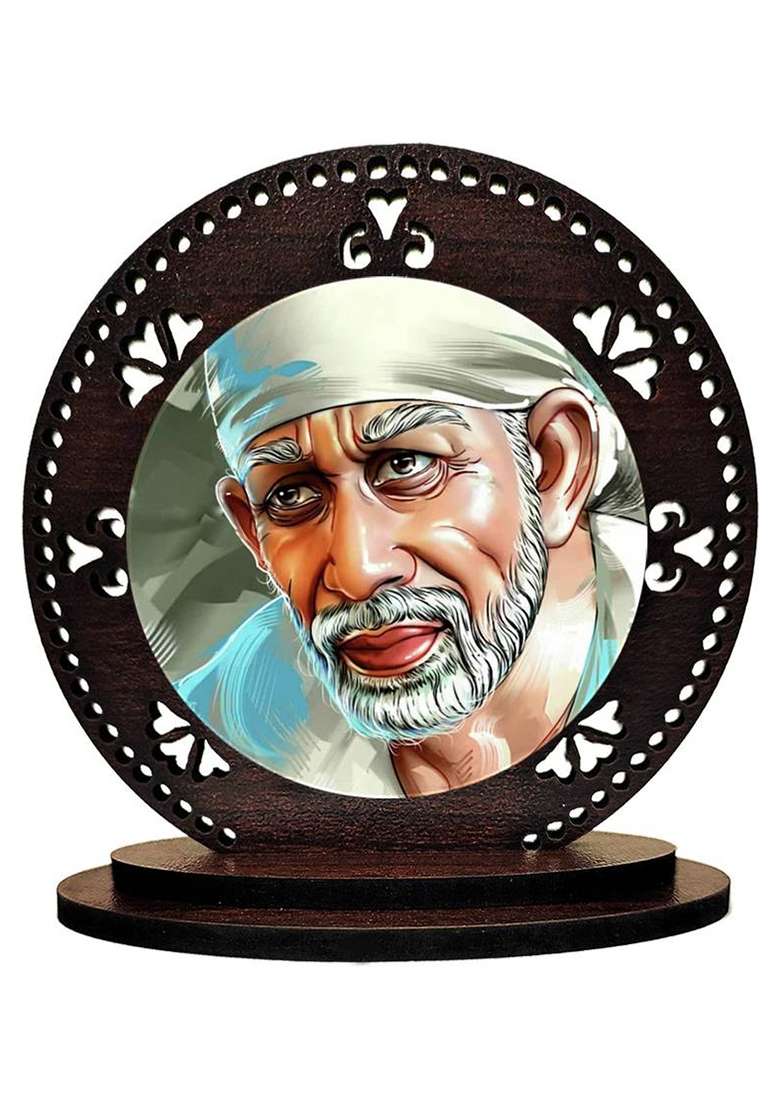 Giftzlane Sai Baba Decorative Showpiece - 8 Cm(Wood Multicolor) - Indya
