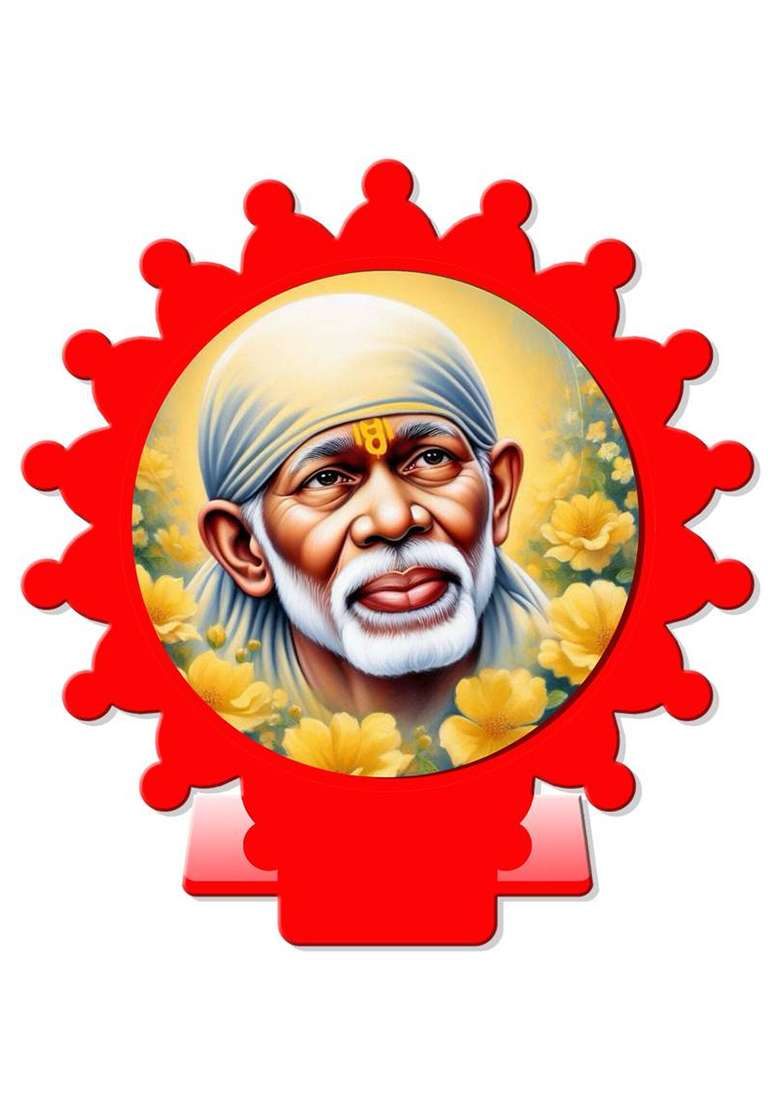 Sanbia Sai Baba Shirdi Sai Baba Car Dashboard Idol Decorative Showpiece - 9 Cm(Plastic Multicolor Red) - Indya