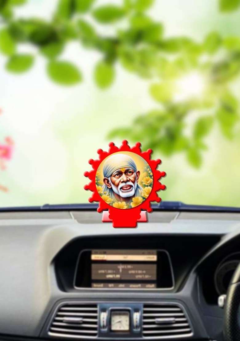 Sanbia Sai Baba Shirdi Sai Baba Car Dashboard Idol Decorative Showpiece - 9 Cm(Plastic Multicolor Red) - Indya