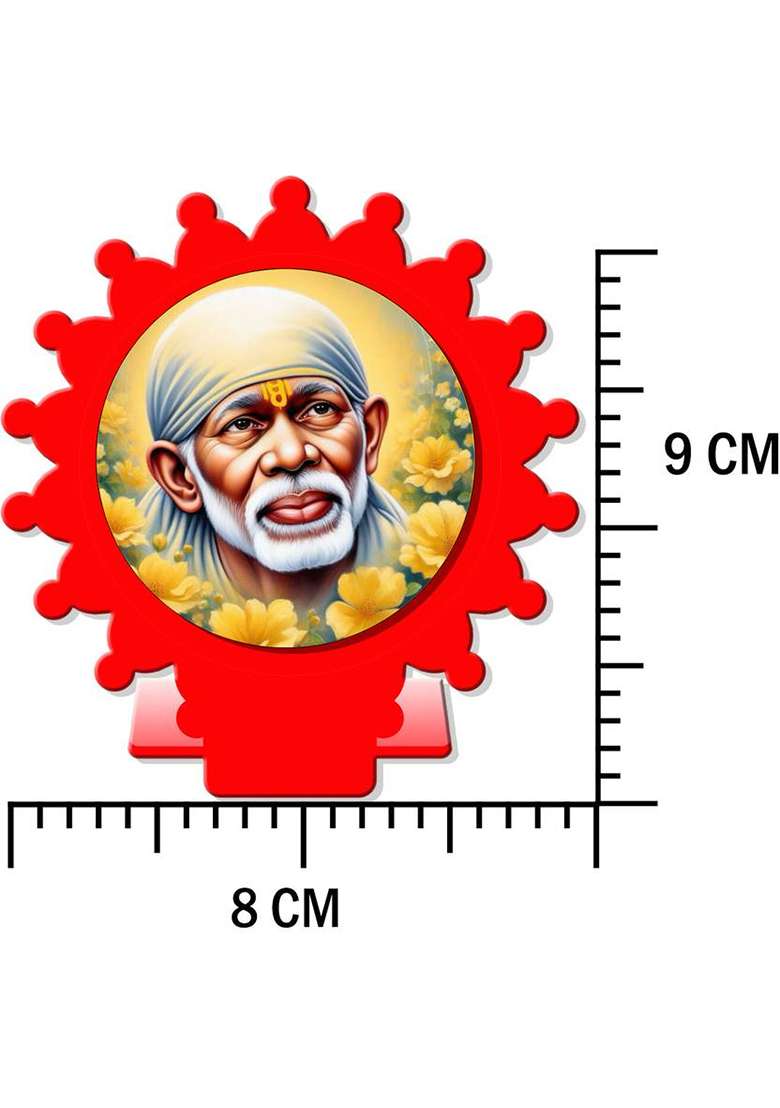 Sanbia Sai Baba Shirdi Sai Baba Car Dashboard Idol Decorative Showpiece - 9 Cm(Plastic Multicolor Red) - Indya