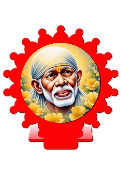Sanbia Sai Baba Shirdi Sai Baba Car Dashboard Idol Decorative Showpiece - 9 Cm(Plastic Multicolor Red)