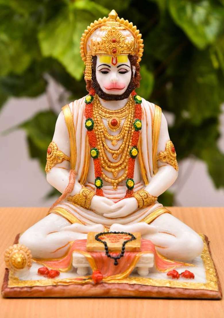 Archna Handicraft Hanuman Ji For Pooja Room I Home Templei God Idols I Statue I Showpiece Decorative Showpiece - 20 Cm(Polyresin White) - Indya