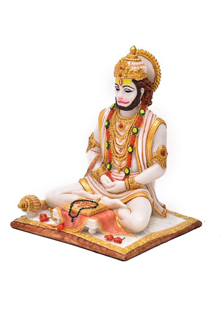 Archna Handicraft Hanuman Ji For Pooja Room I Home Templei God Idols I Statue I Showpiece Decorative Showpiece - 20 Cm(Polyresin White) - Indya