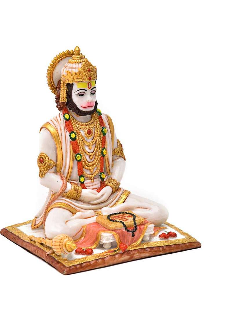 Archna Handicraft Hanuman Ji For Pooja Room I Home Templei God Idols I Statue I Showpiece Decorative Showpiece - 20 Cm(Polyresin White) - Indya